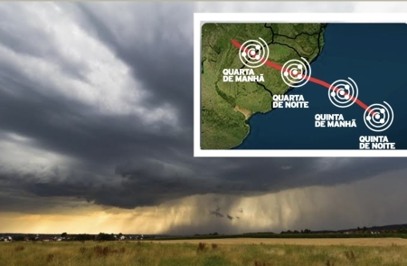 Confira a rota do ciclone que irá se formar sobre o RS nesta quarta-feira