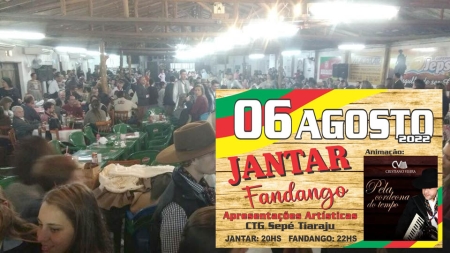 CTG Sepé Tiaraju realiza Jantar Fandango dia 6 de agosto
