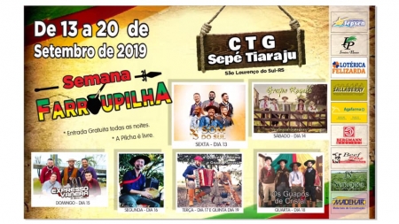 Programação da Semana Farroupilha do CTG SEPÉ TIARAJU