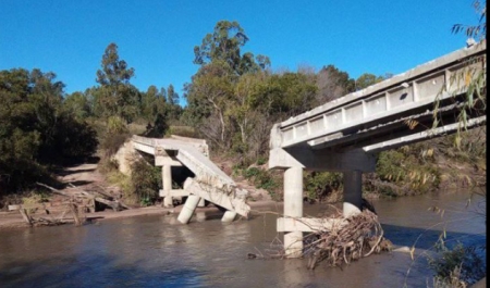 Ponte que caiu na divisa entre São Lourenço e Canguçu deverá ser reerguida pelas duas prefeituras