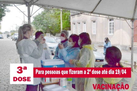 3ª DOSE: nesta terça (19) a vacinação é para pessoas que fizeram a 2ª dose até dia 19/04