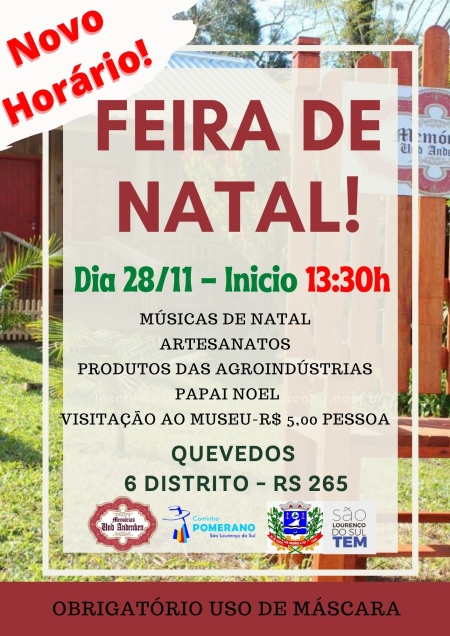 A feira de Natal do Memórias Und Andenken, vai acontecer neste domingo dia (28)