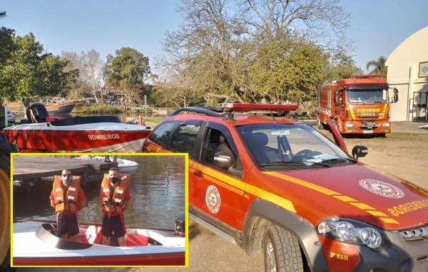Corpo de Bombeiros de São Lourenço realizou treinamento na Lagoa dos Patos neste domingo
