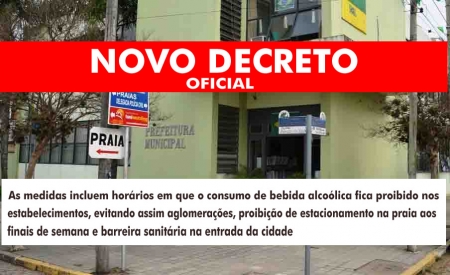 Fica Proibido bebida alcoólica nos estabelecimentos pós 18h, estacionar na orla praia aos finais de semana e será criada barreira sanitária na entrada da cidade
