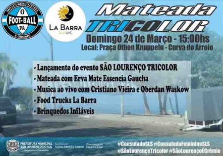 Consulado Gremista de São Lourenço do Sul realiza "Mateada Tricolor"  neste domingo