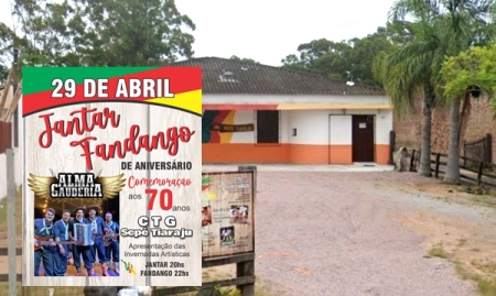 CTG Sepé Tiaraju comemora seus 70 anos neste sábado com Jantar Fandango