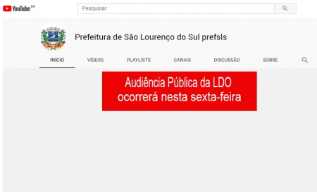 Audiência Pública da LDO ocorrerá nesta sexta-feira  