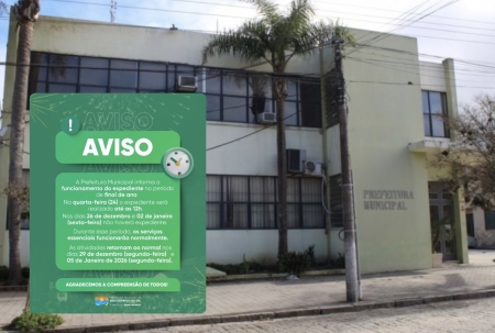 Confira o funcionamento da Prefeitura Municipal nas datas especiais de final de ano