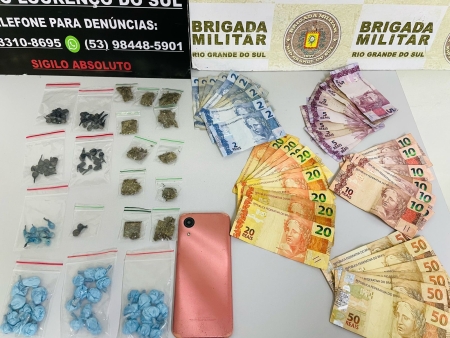 Brigada Militar e Polícia Civil realizam apreensão de drogas em São Lourenço do Sul