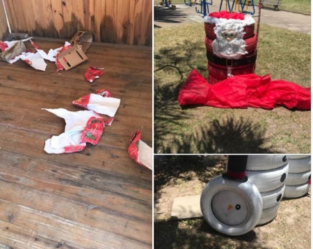 Decoração de Natal, mais uma vez, foi alvo de vandalismo na Praça central