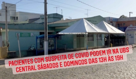 Pacientes com suspeita de Covid podem ir na UBS central sábados e domingos das 13h às 19h