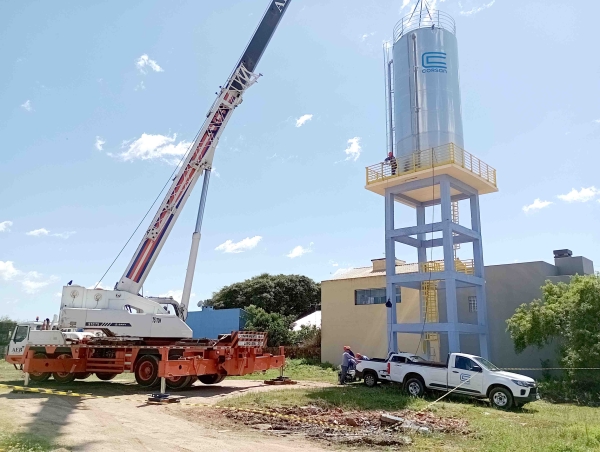Corsan instala reservatório de água para abastecimento do bairro da Barrinha