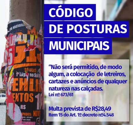 Prefeitura informa sobre a colocação de letreiros, cartazes e anúncios em calçadas
