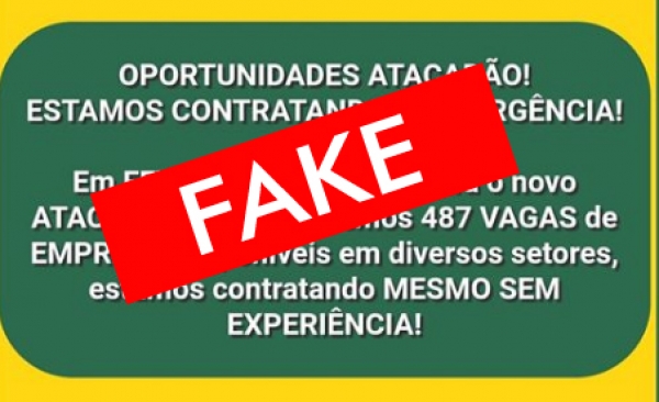 Postagem para contratação de 487 vagas em Supermercado é "fake"