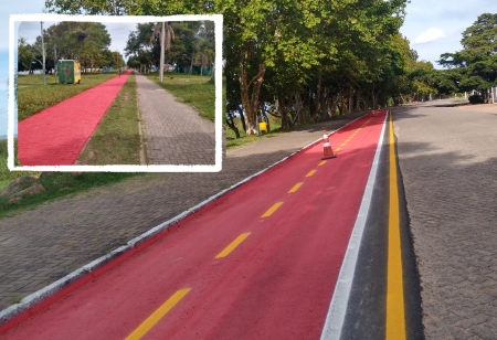 Ciclovia recebe pintura nova na Praia da Barrinha