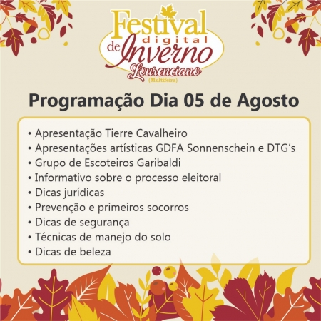 Confira a programação desta quarta-feira no Festival de Inverno Lourenciano Digital