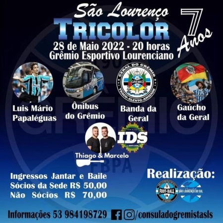 Consulado Gremista de São Lourenço comemora seus 7 anos com Festa no Grêmio E.L