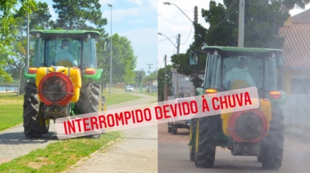 Sanitização de ruas é interrompido devido à chuva